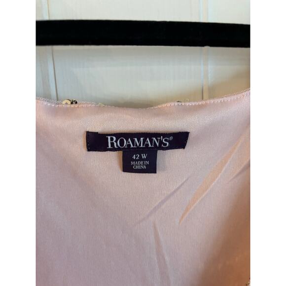 Roamans Women’s Gold Sequin Maxi Dress Blush Pink Chiffon Size 42W V Neck Event - Picture 7 of 11